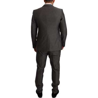 Dolce & Gabbana Gray Metallic MARTINI Slim Fit Set Suit Dolce & Gabbana