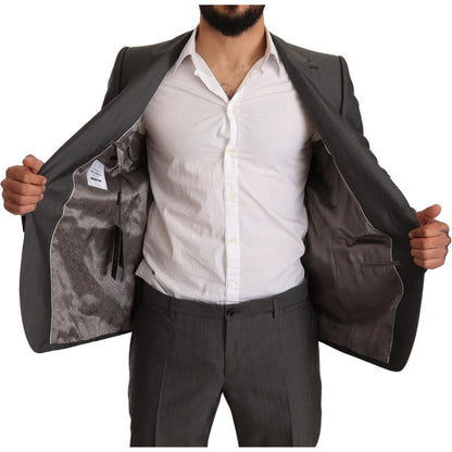 Dolce & Gabbana Gray Metallic MARTINI Slim Fit Set Suit Dolce & Gabbana