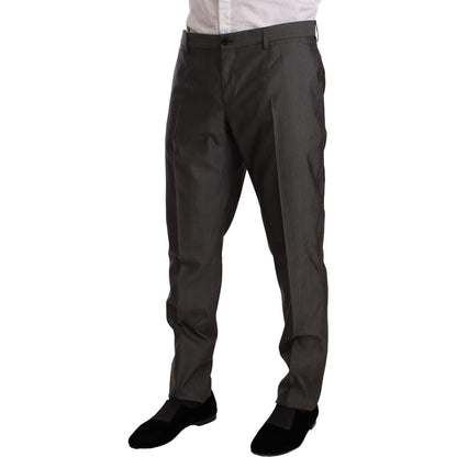 Dolce & Gabbana Gray Metallic MARTINI Slim Fit Set Suit Dolce & Gabbana