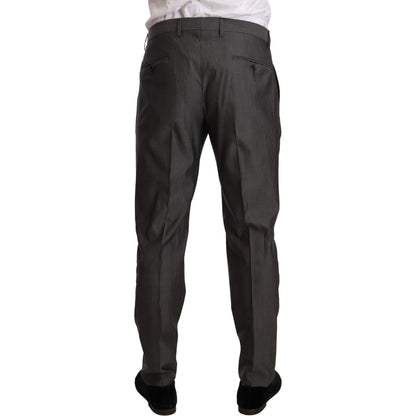 Dolce & Gabbana Gray Metallic MARTINI Slim Fit Set Suit Dolce & Gabbana
