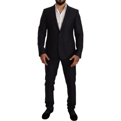 Dolce & Gabbana Blue Pattern MARTINI SLIM FIT 2 Piece Suit Dolce & Gabbana