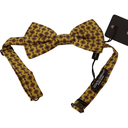 Dolce & Gabbana Yellow Patterned Silk Adjustable Neck Papillon Bow Tie Dolce & Gabbana