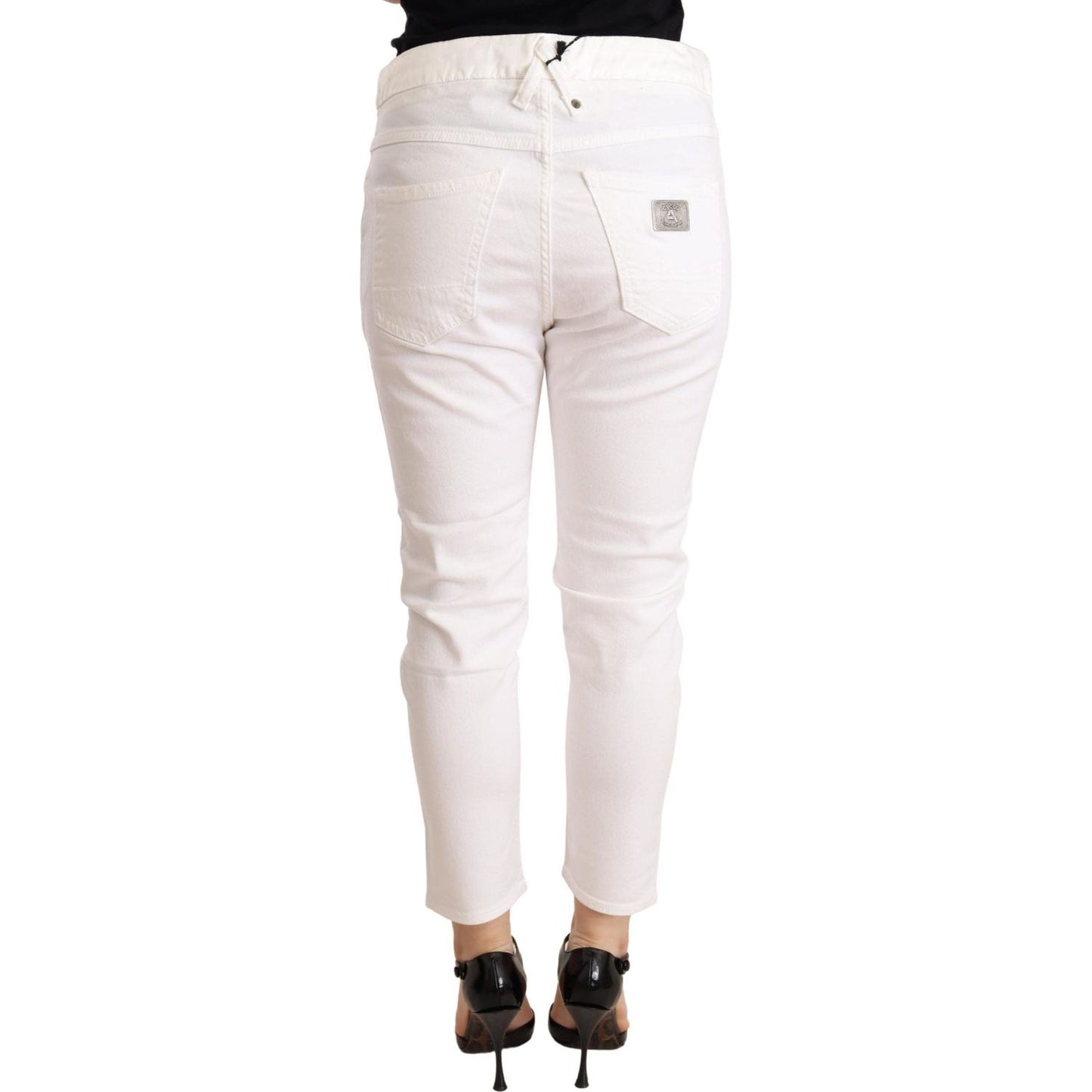 CYCLE White Mid Waist Slim Fit Skinny Cotton Stretch Trouser CYCLE