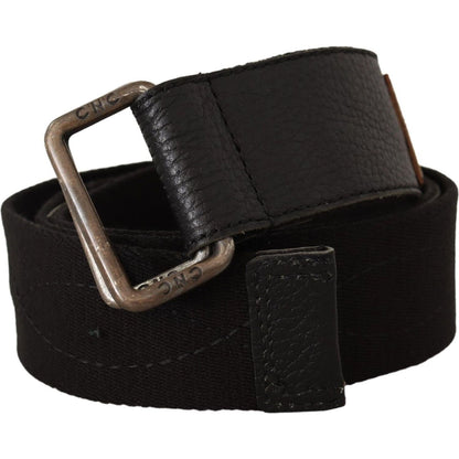 Costume National Black Cotton Ducati Metal Buckle Belt