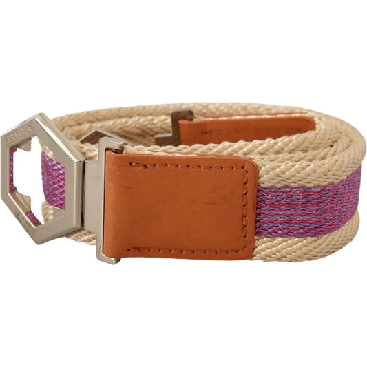 GF Ferre Multicolor Leather Silver Hexagon Logo Buckle Belt GF Ferre