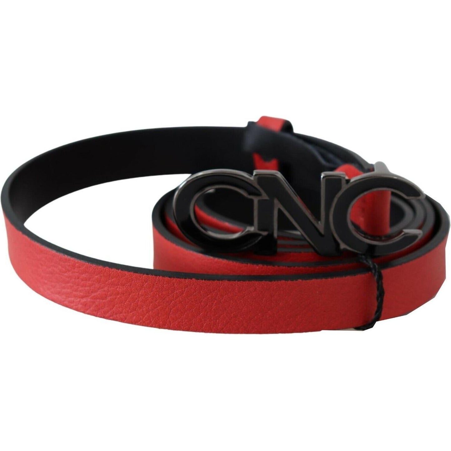 Costume National Red Reversible Leather Logo Belt Costume National
