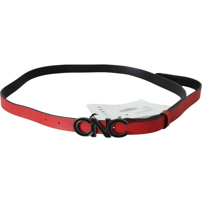 Costume National Red Reversible Leather Logo Belt Costume National