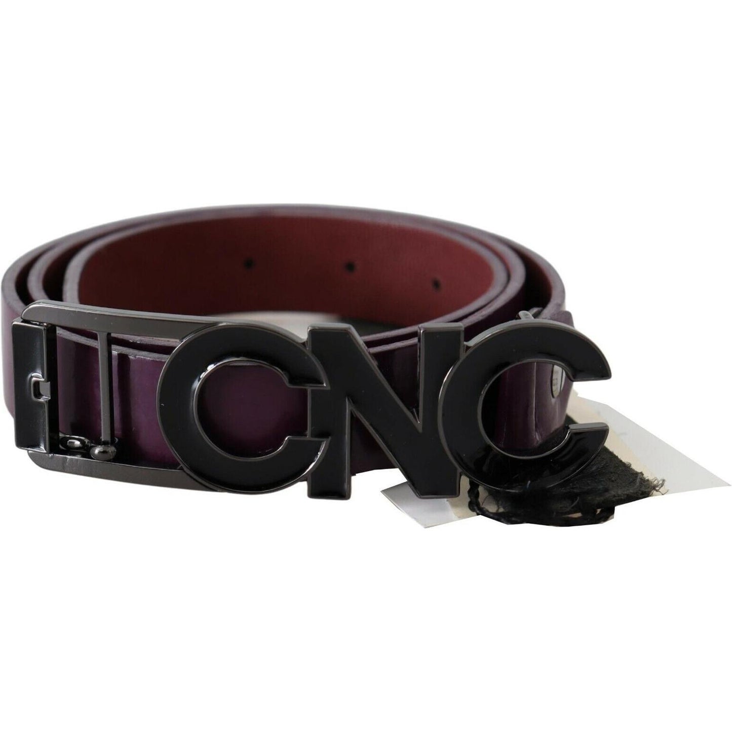 Costume National Brown Leather Large Logo Letter Buckle Belt Costume National