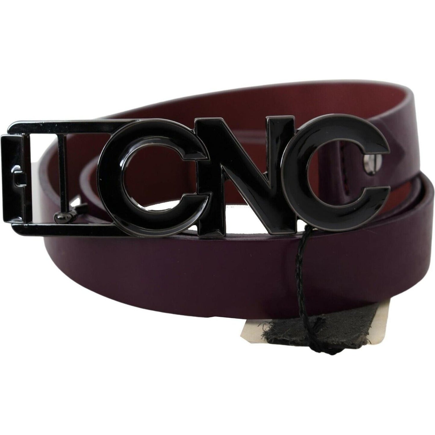 Costume National Brown Leather Large Logo Letter Buckle Belt Costume National