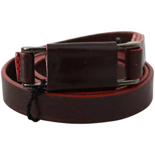 Costume National Brown Leather Double Rustic Silver Buckle Belt Costume National