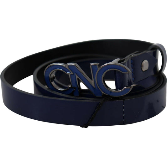 Costume National Blue Leather Logo Skinny Fashion Belt Costume National