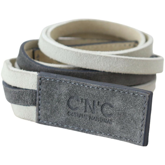 Costume National White Velvet Square Logo Design Waist Belt Costume National