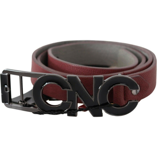 Costume National Maroon Skinny Leather Logo Fashion Belt Costume National