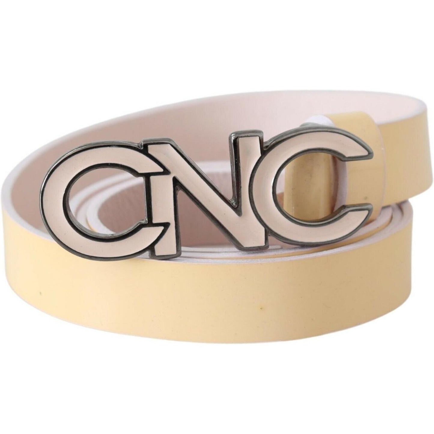 Costume National Beige Leather Pink Letter Logo Belt Costume National