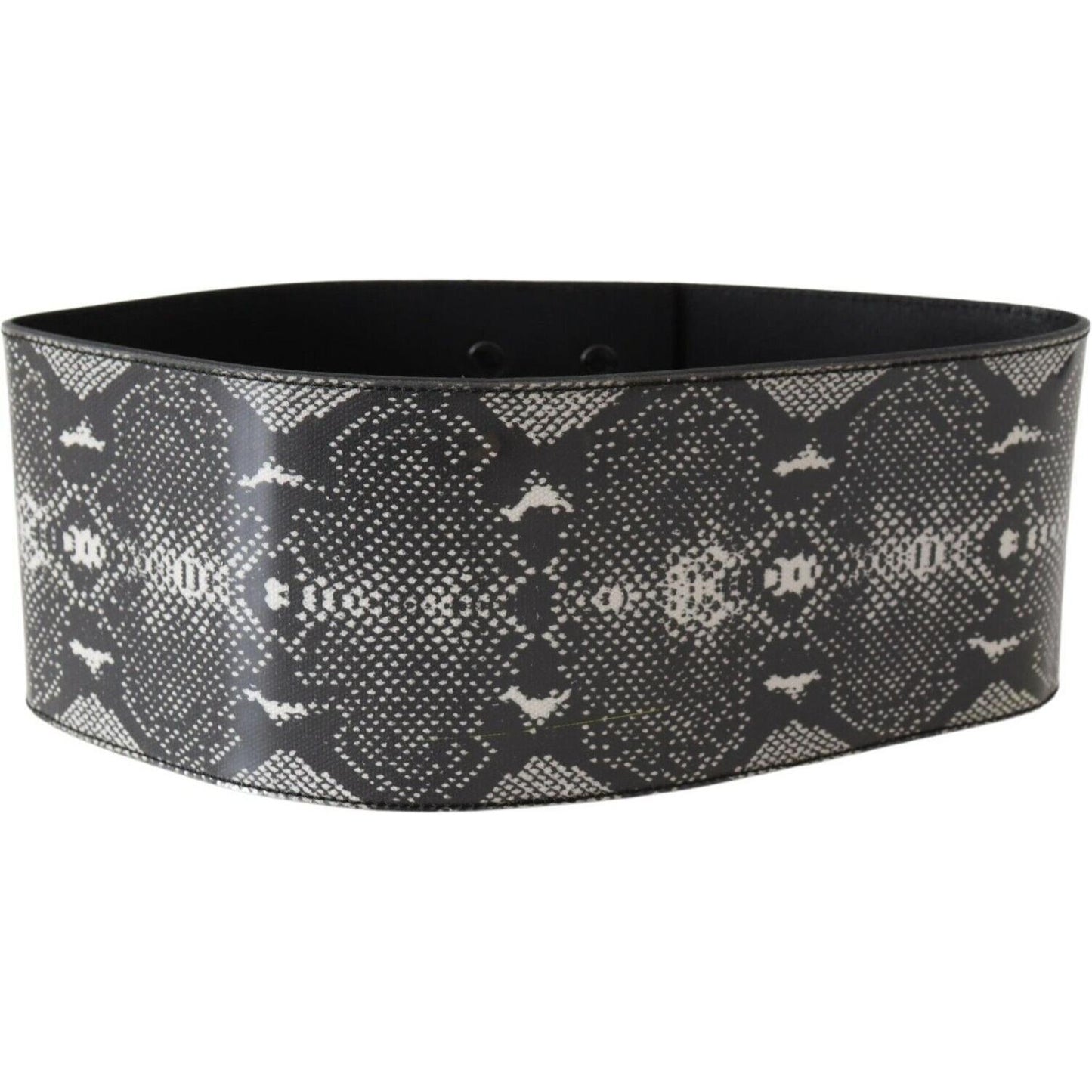 Ermanno Scervino Black Wide Leather Snakeskin Design Waist Belt Ermanno Scervino