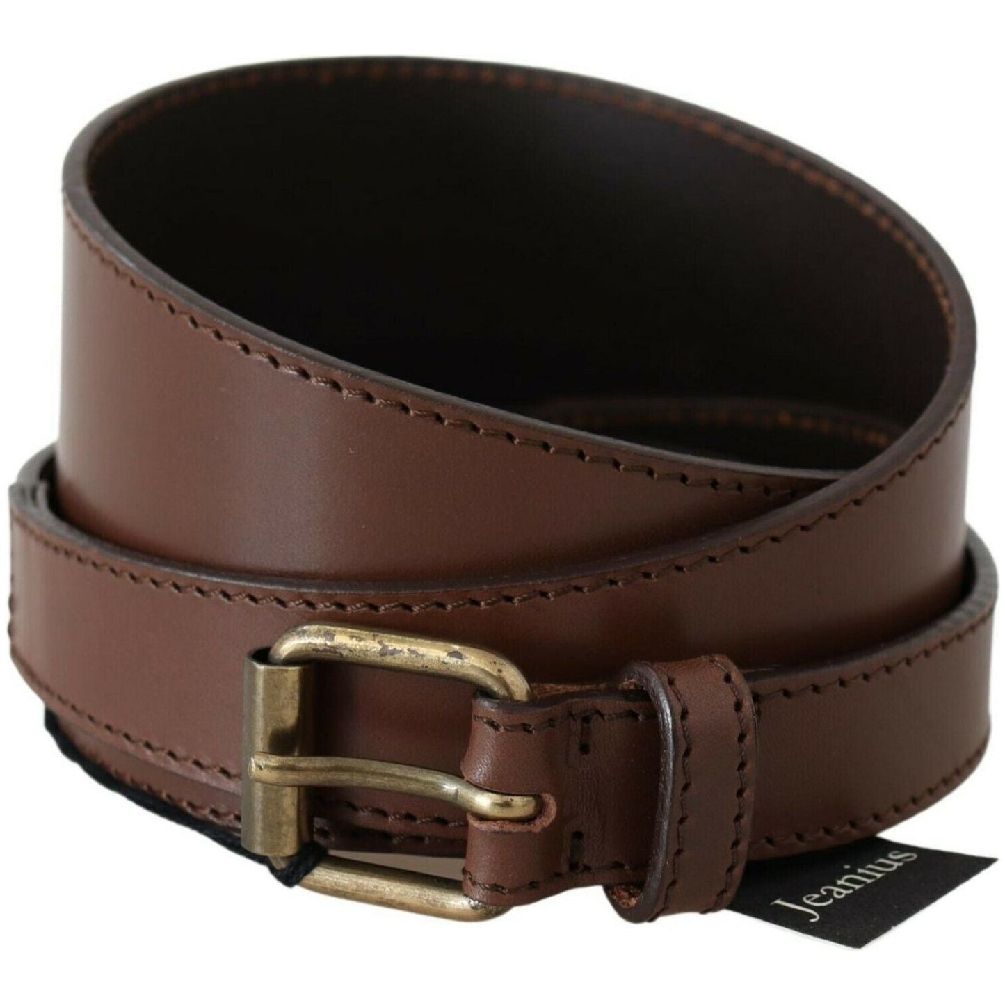 PLEIN SUD Brown Genuine Leather Rustic Metal Buckle Belt PLEIN SUD