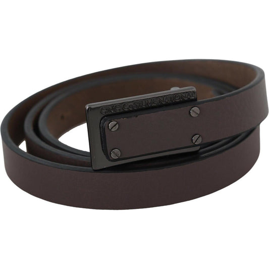 Costume National Brown Leather Tactical Logo Screw Buckle Belt Costume National