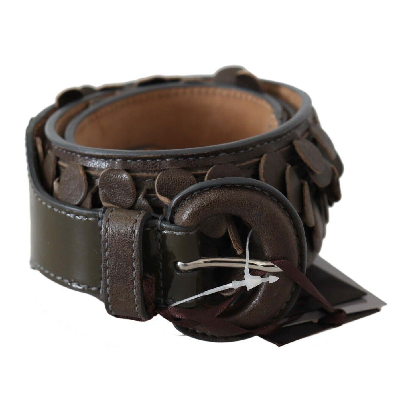 Ermanno Scervino Dark Brown Leather Round Buckle Waist Belt Ermanno Scervino