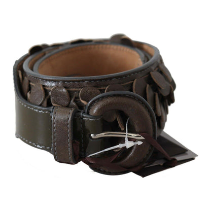 Ermanno Scervino Dark Brown Leather Round Buckle Waist Belt Ermanno Scervino