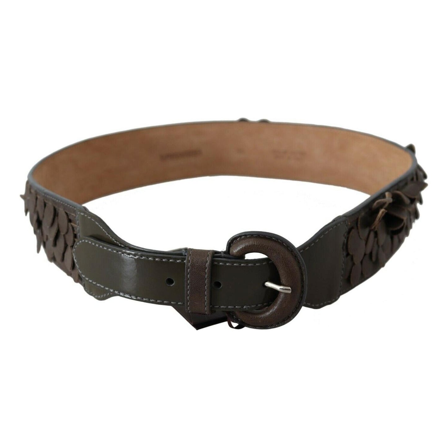 Ermanno Scervino Dark Brown Leather Round Buckle Waist Belt Ermanno Scervino