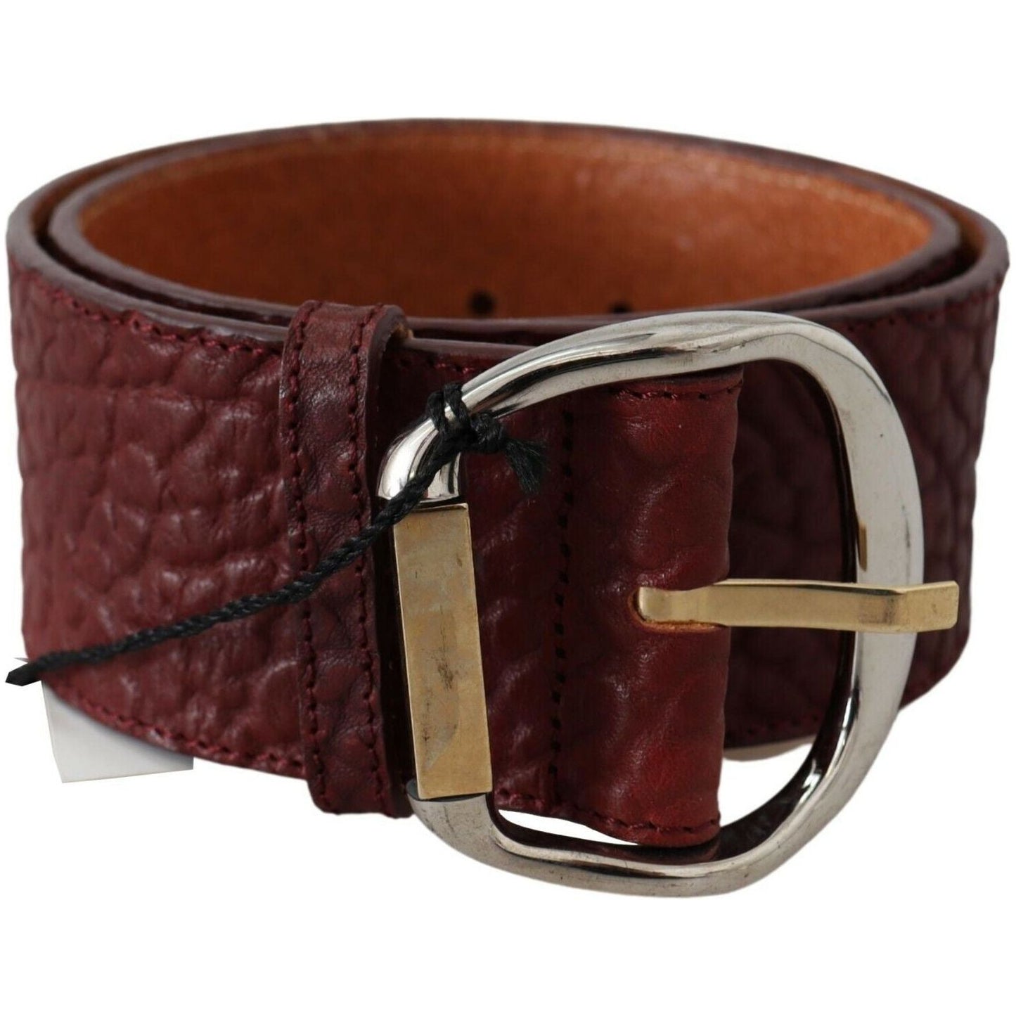 GF Ferre Bordeaux Wide Leather Waist Gold Silver Belt GF Ferre
