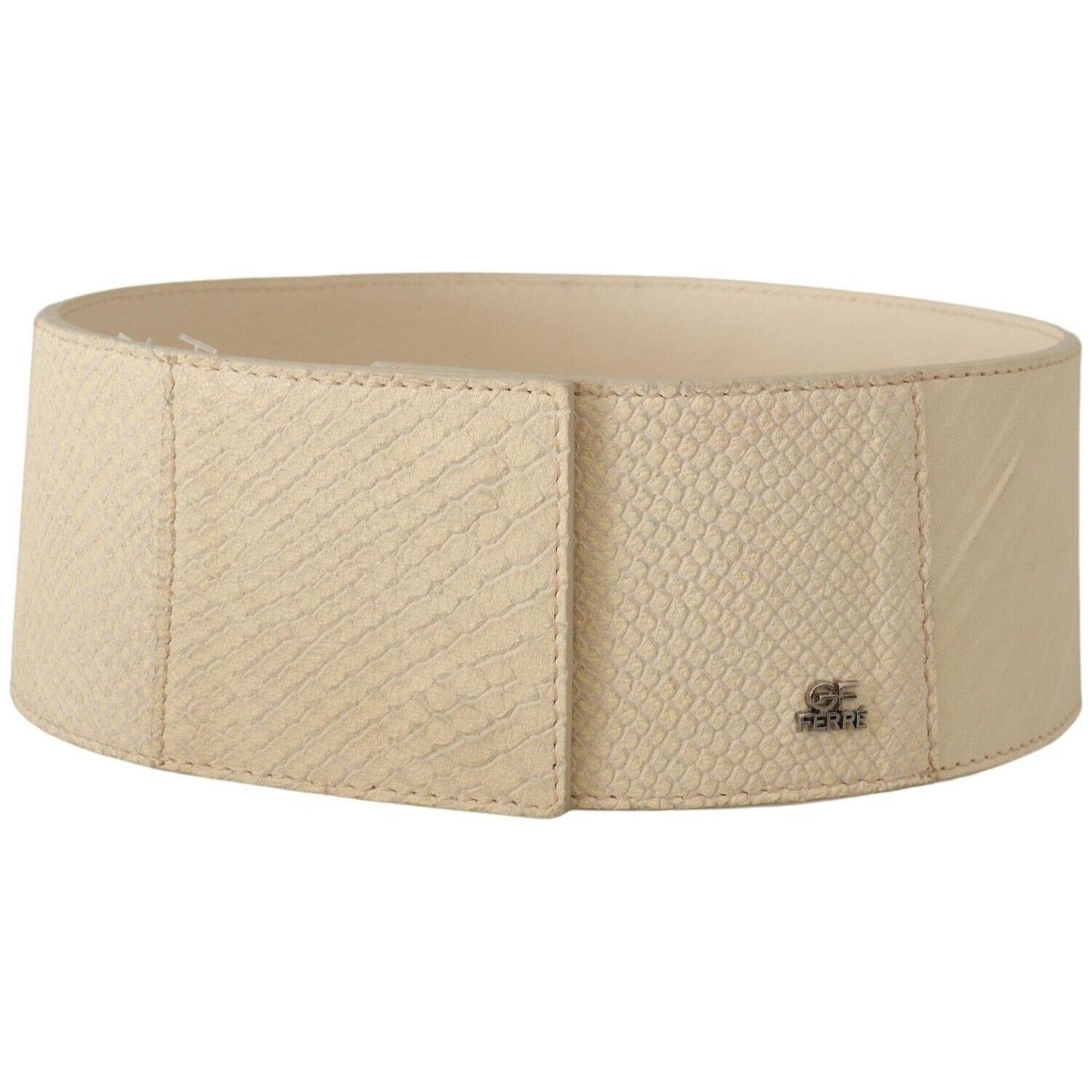 GF Ferre White Waxed Cotton Wide Fashion Belt GF Ferre