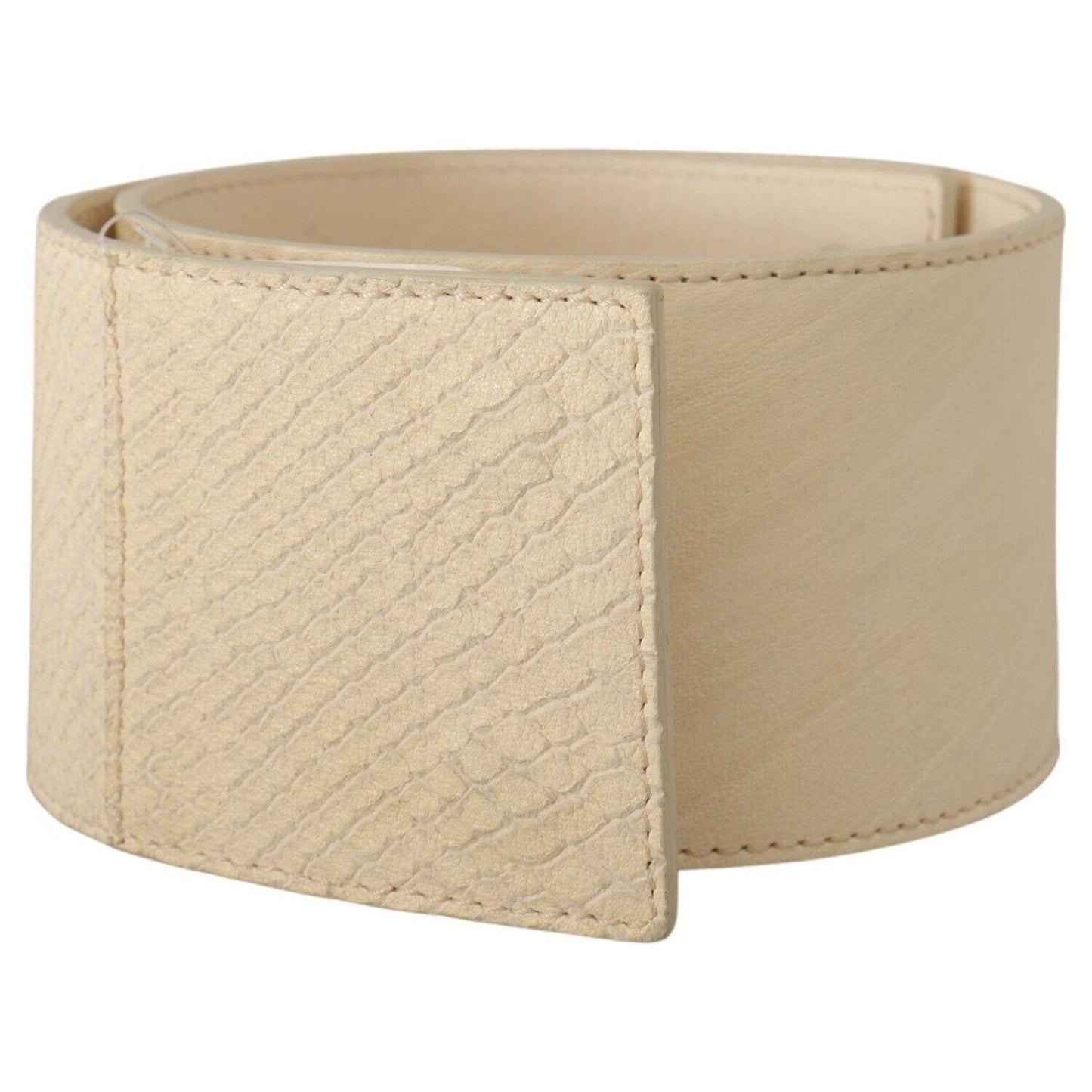GF Ferre White Waxed Cotton Wide Fashion Belt GF Ferre