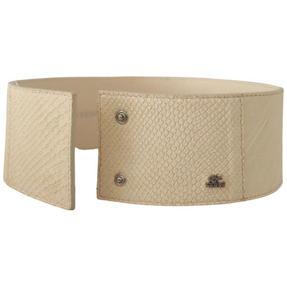 GF Ferre White Waxed Cotton Wide Fashion Belt GF Ferre