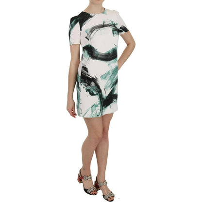 Dolce & Gabbana White Black Blue Shift Short Mini Dress Dolce & Gabbana