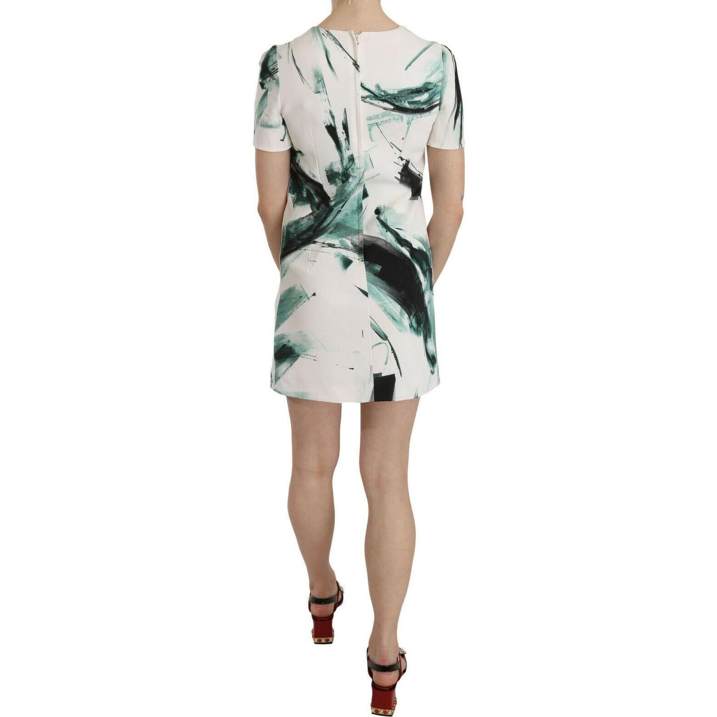 Dolce & Gabbana White Black Blue Shift Short Mini Dress Dolce & Gabbana