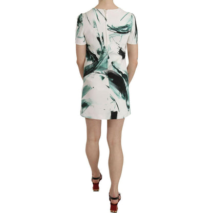 Dolce & Gabbana White Black Blue Shift Short Mini Dress Dolce & Gabbana