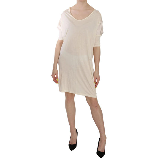 Costume National Cream Round Neck Knee Length Dress Costume National