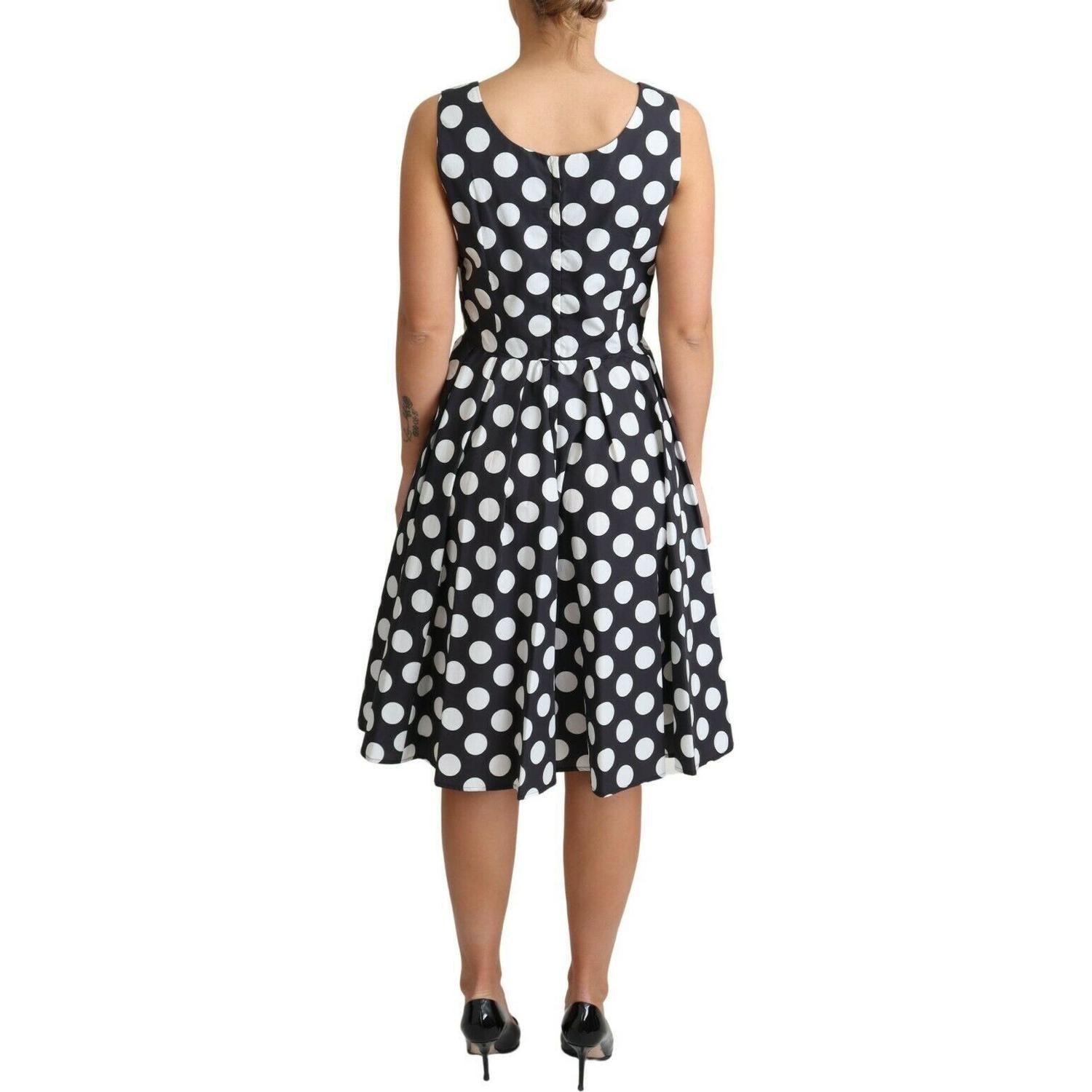 Dolce & Gabbana Black Polka Dotted Cotton A-Line Dress