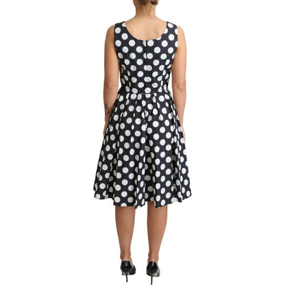 Dolce & Gabbana Black Polka Dotted Cotton A-Line Dress Dolce & Gabbana