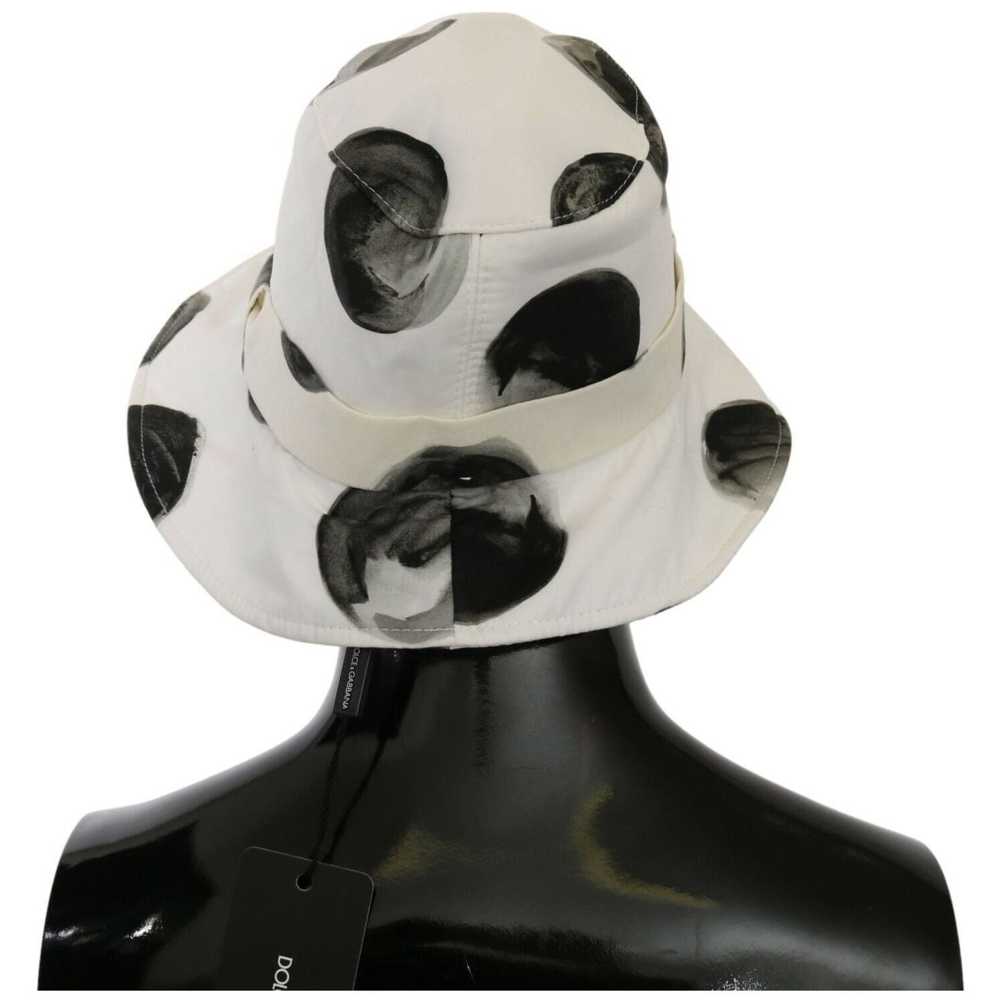Dolce & Gabbana White Cotton Big Polka Dot Pattern Bucket Hat Dolce & Gabbana