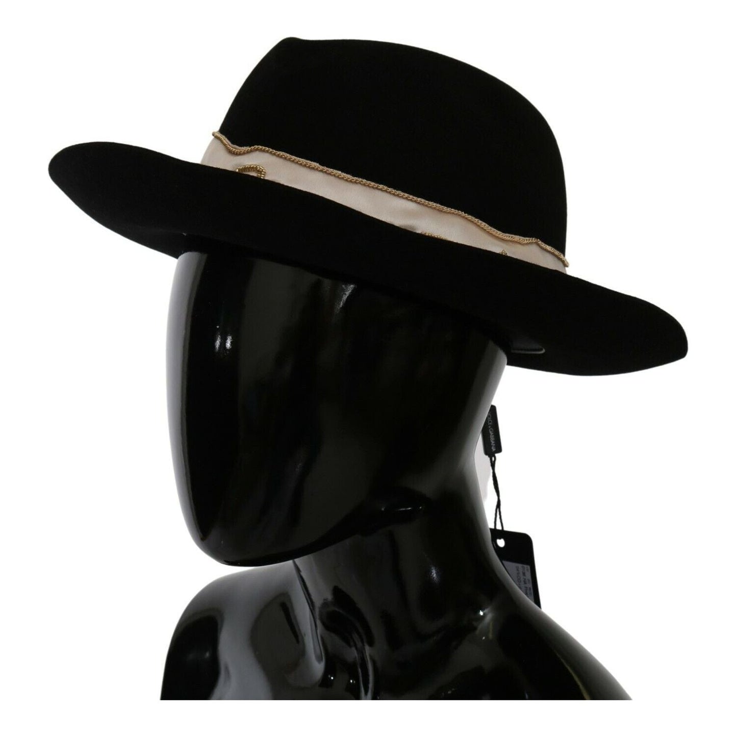 Dolce & Gabbana Black Lapin Amor Gignit Wide Brim Panama Hat Dolce & Gabbana