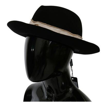 Dolce & Gabbana Black Lapin Amor Gignit Wide Brim Panama Hat Dolce & Gabbana
