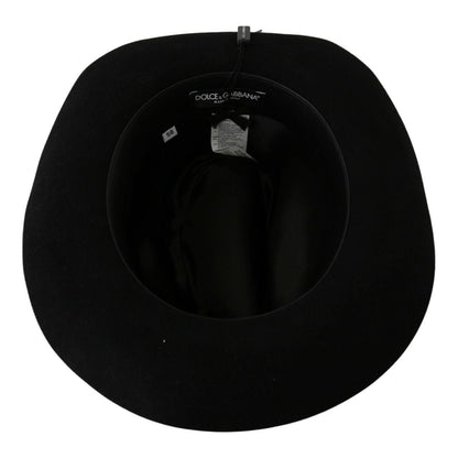 Dolce & Gabbana Black Lapin Amor Gignit Wide Brim Panama Hat Dolce & Gabbana