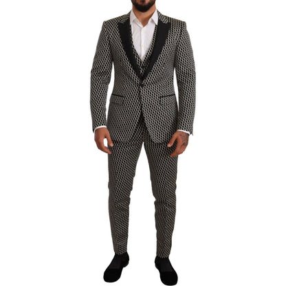 Dolce & Gabbana Black White Check 3 Piece Set MARTINI Suit Dolce & Gabbana
