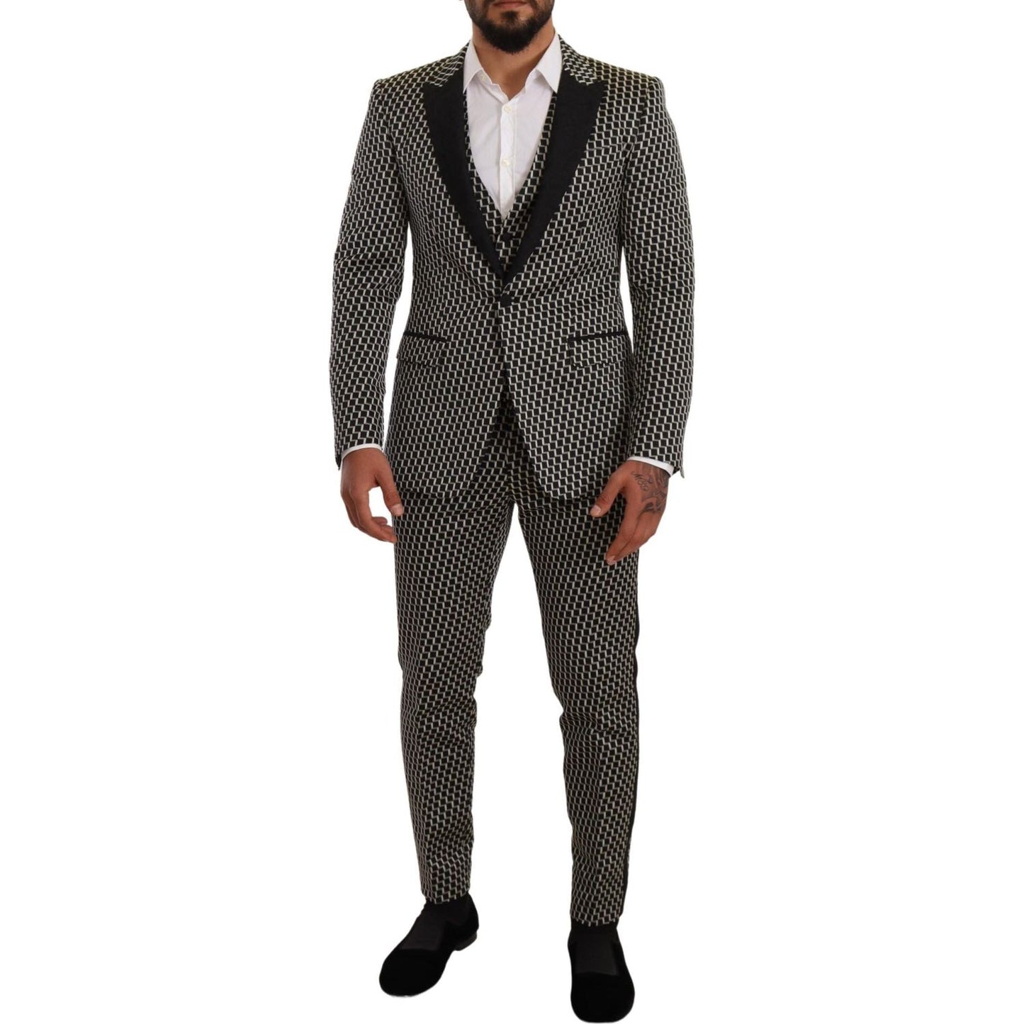 Dolce & Gabbana Black White Check 3 Piece Set MARTINI Suit Dolce & Gabbana