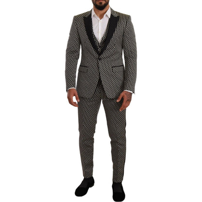 Dolce & Gabbana Black White Check 3 Piece Set MARTINI Suit Dolce & Gabbana