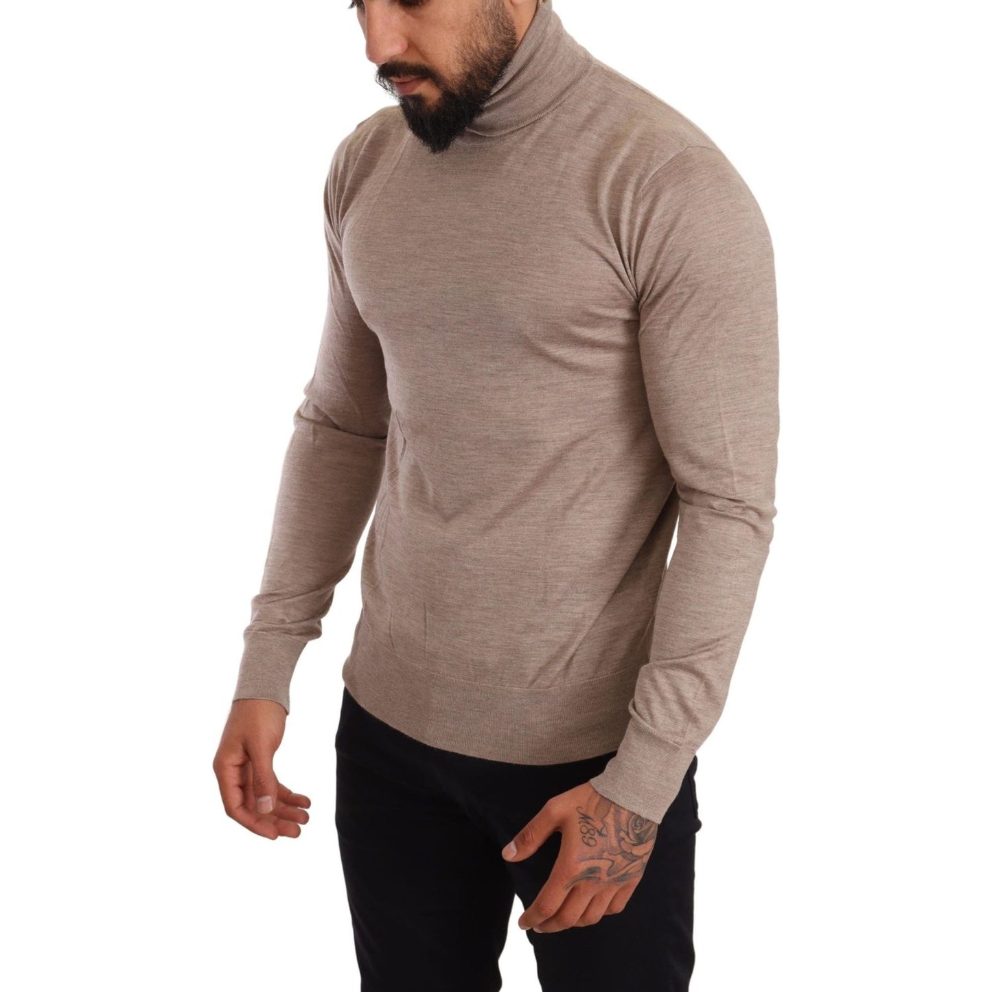 Dolce & Gabbana Beige Cashmere Turtleneck Pullover Sweater Dolce & Gabbana