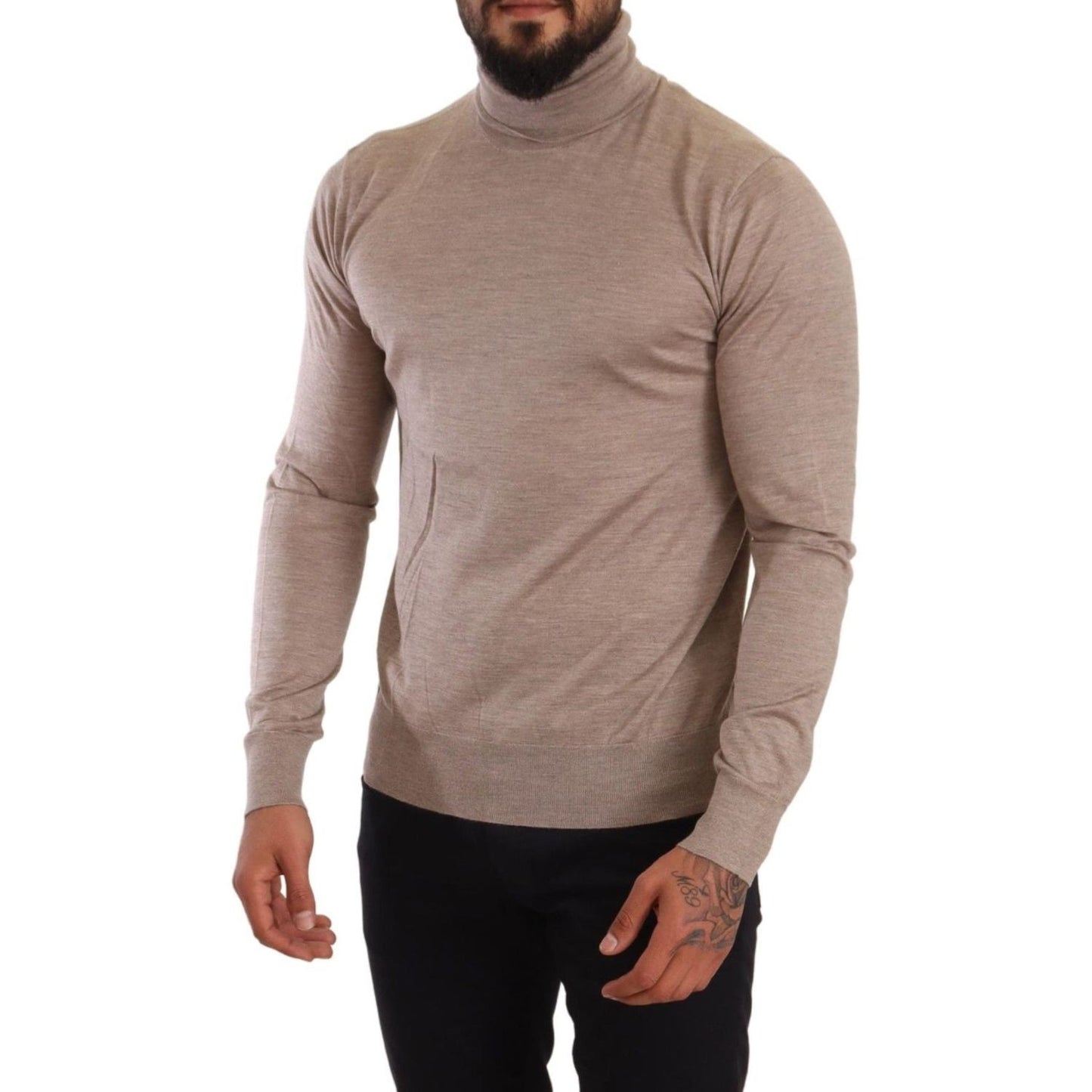 Dolce & Gabbana Beige Cashmere Turtleneck Pullover Sweater Dolce & Gabbana