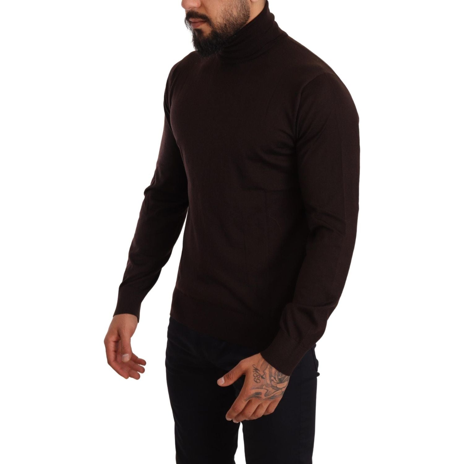 Dolce & Gabbana Brown Cashmere Turtleneck Pullover Sweater