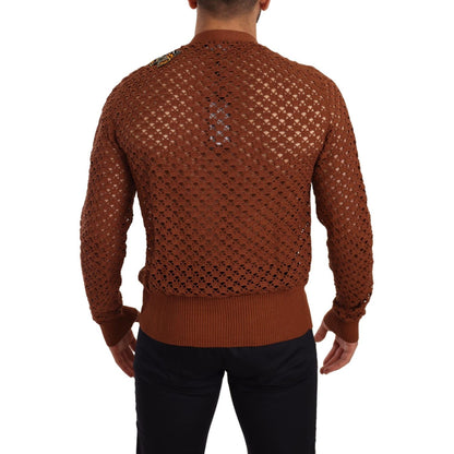 Dolce & Gabbana Brown Leopard Butterfly Cardigan Sweater Dolce & Gabbana