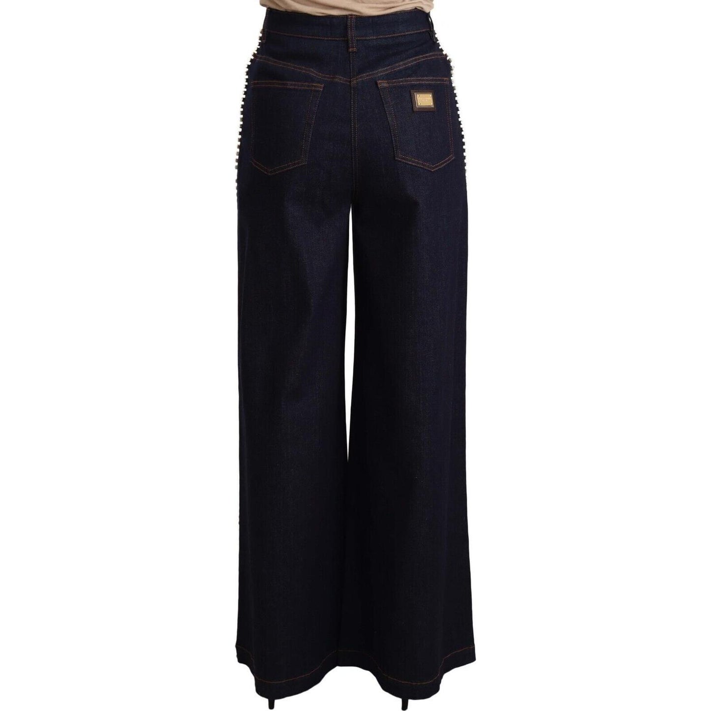 Dolce & Gabbana Dark Blue Crystal Embellished Flare Jeans