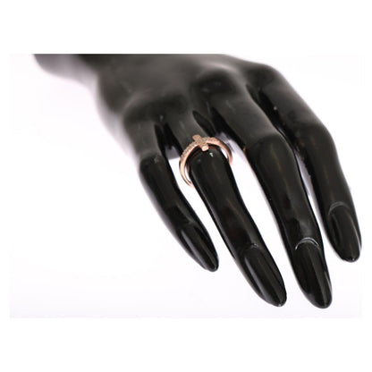 Nialaya Pink Gold 925 Silver Womens Cross CZ Ring Ring