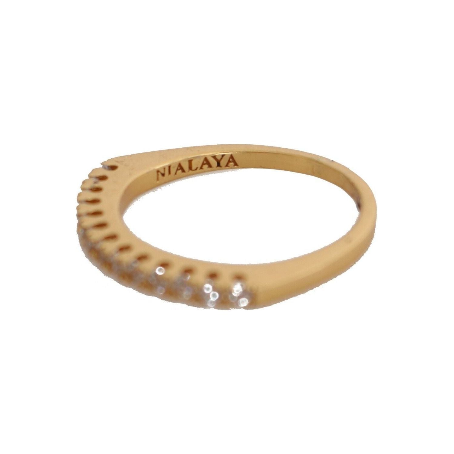 Nialaya Gold Authentic Womens Clear CZ Gold 925 Silver Ring