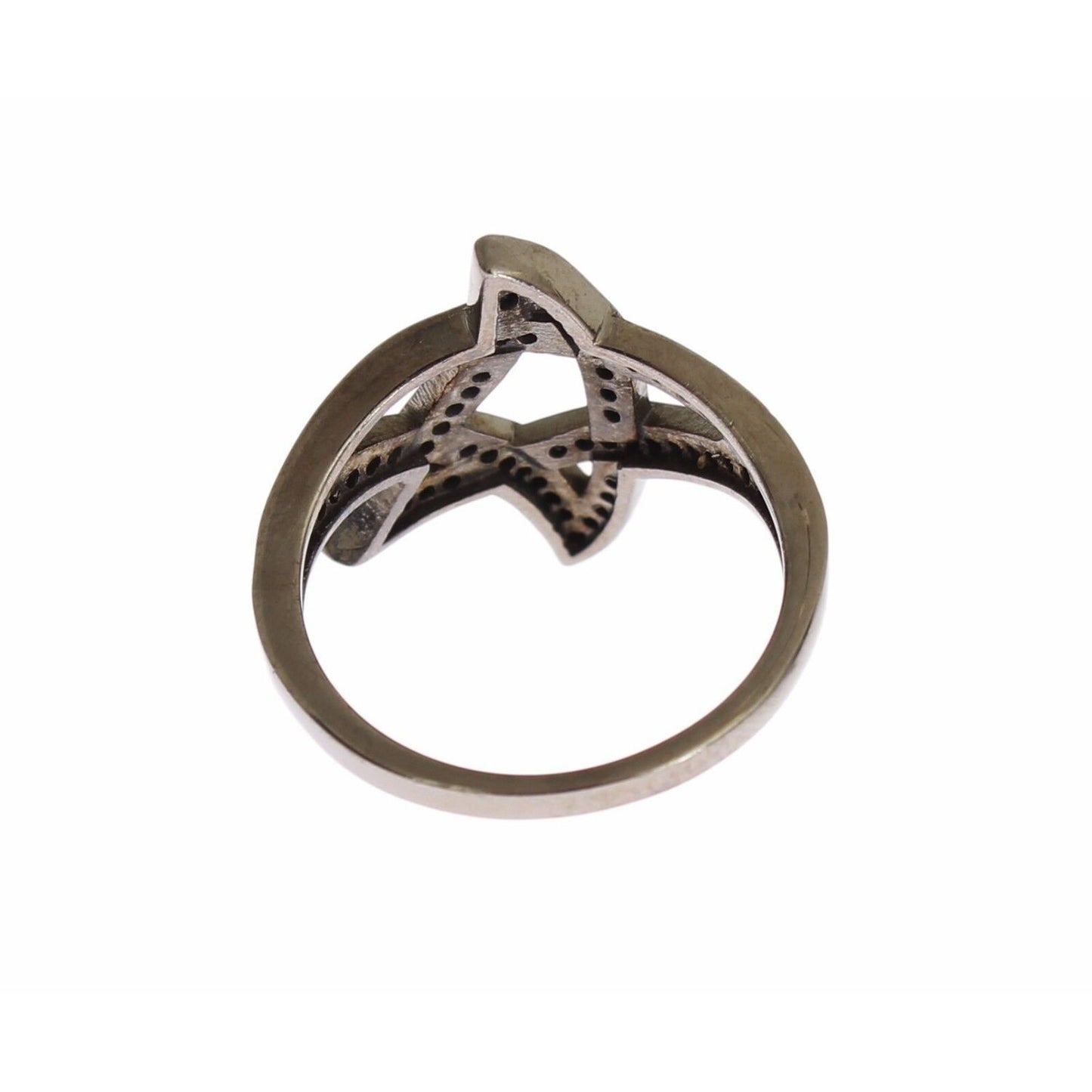 Nialaya Black CZ Rhodium 925 Silver Womens Ring