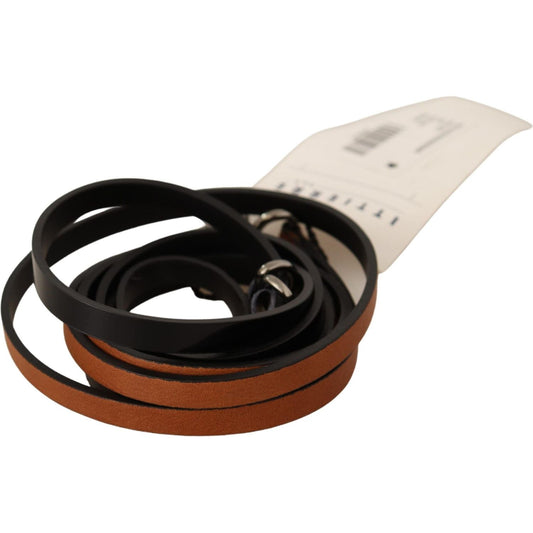 Costume National Brown Leather Silver Tone Buckle Belt Costume National